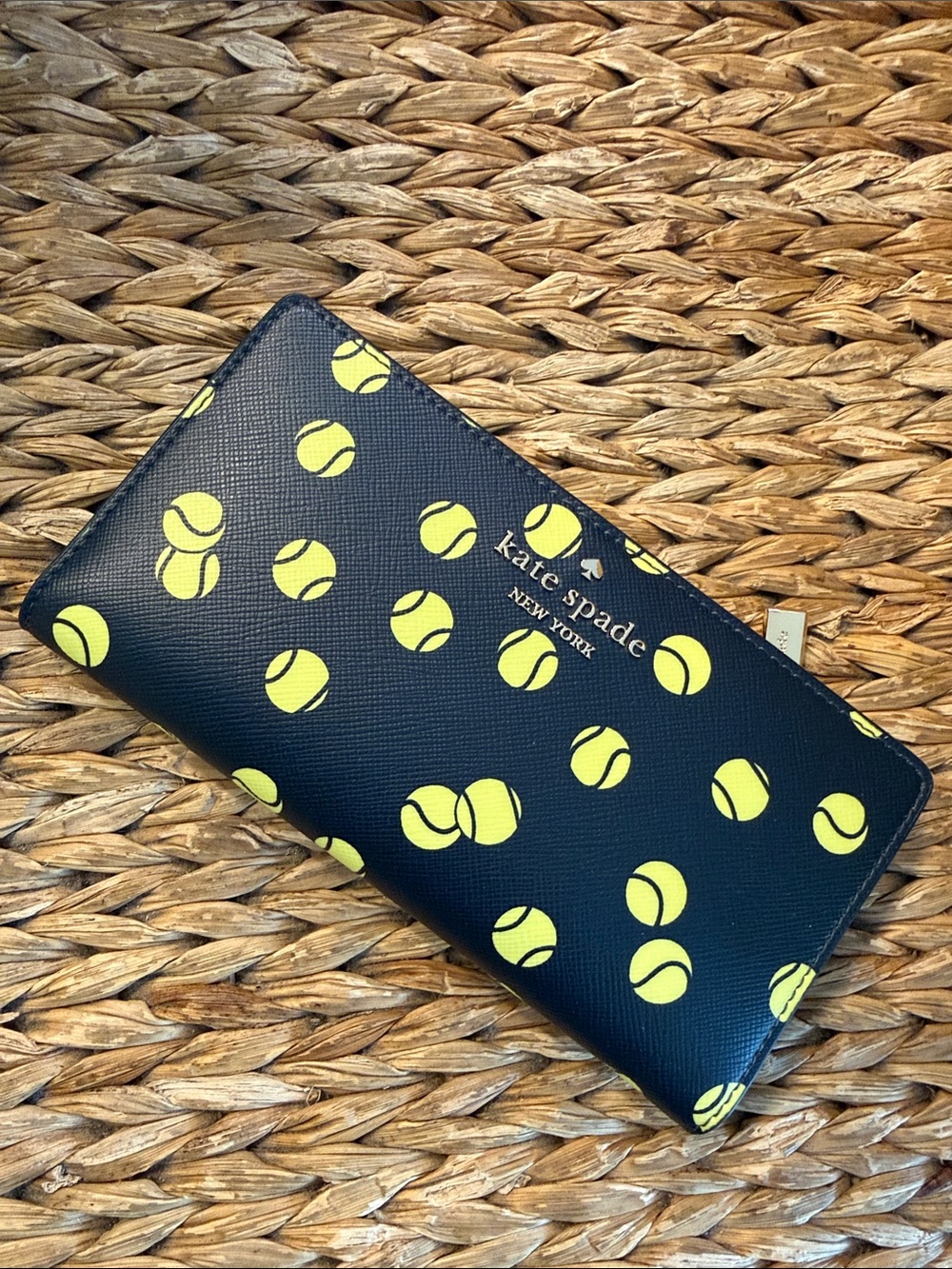kate spade blazer navy bi-fold tennis toss large slim card wallet